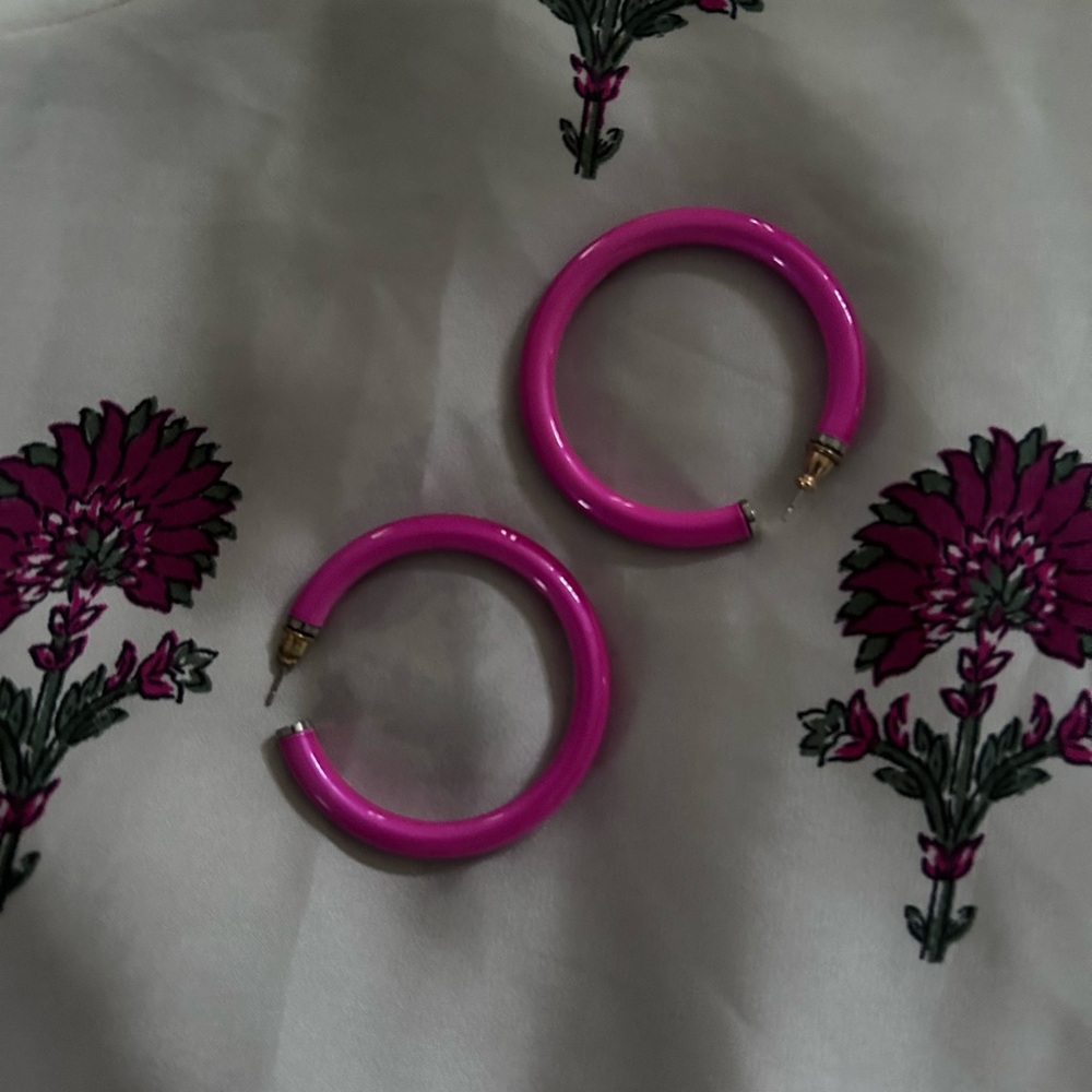 Vintage 1989s Bold Retro Candy Pink Statement Hoops